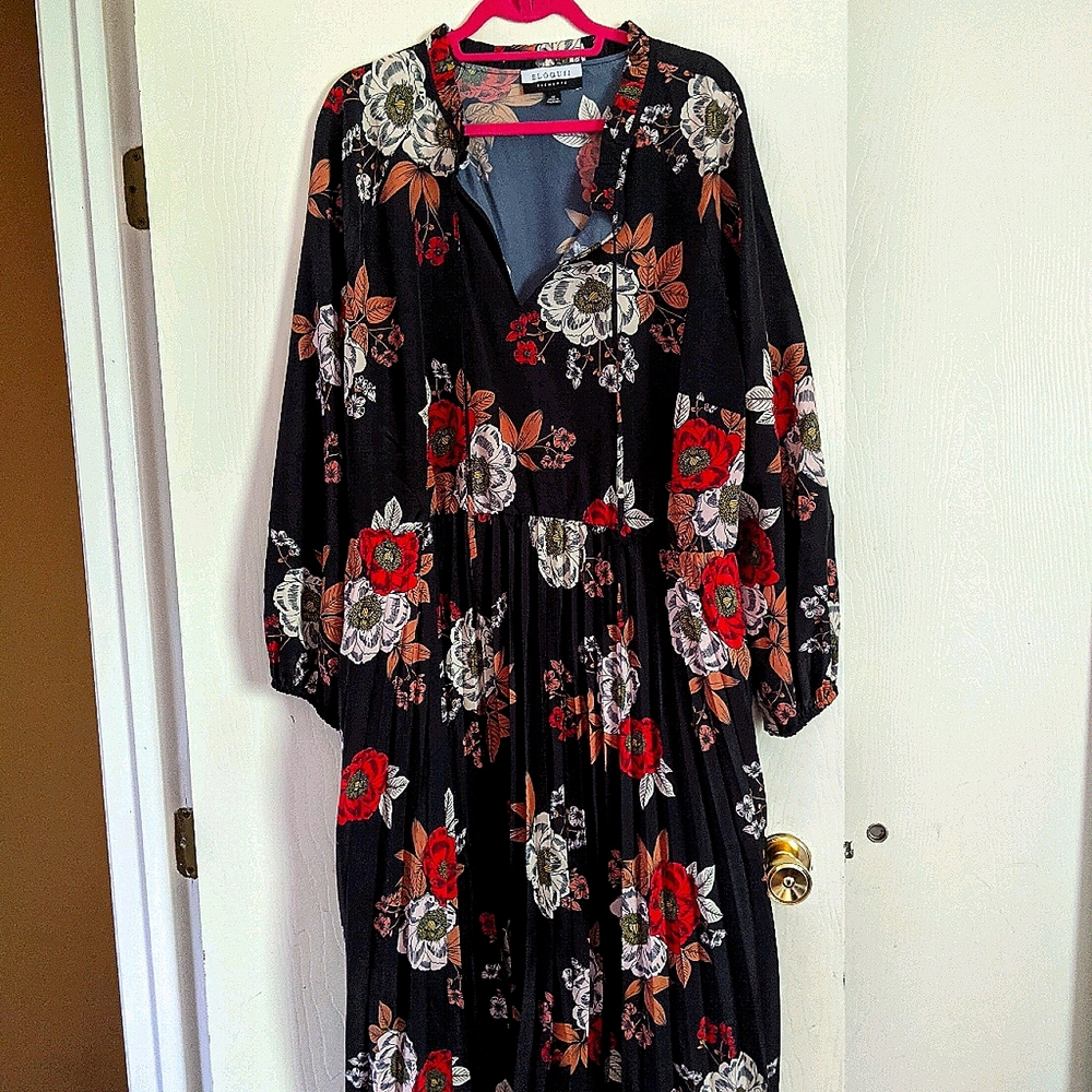 Eloquii Elements Black floral dress